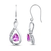 Thumbnail Image 1 of Lab-Created Sapphire Diamond Accents Sterling Silver Earrings