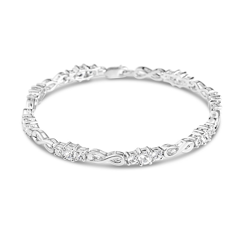 Main Image 1 of Infinity Bracelet Lab-Created White Sapphires Sterling Silver