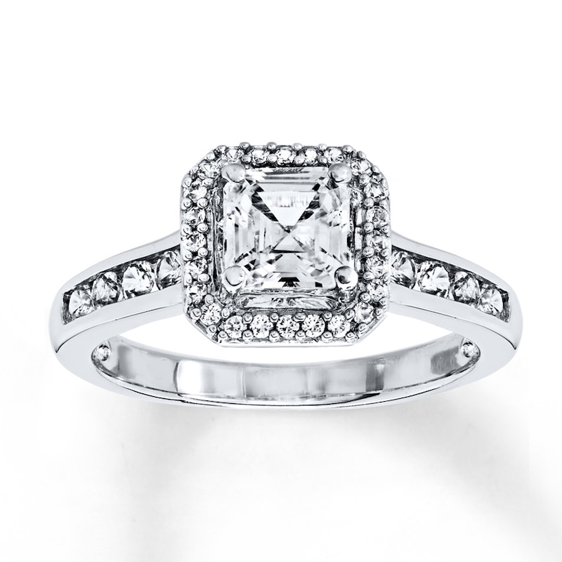 Main Image 1 of Lab-Created White Sapphire Ring Sterling Silver