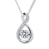 Thumbnail Image 0 of Unstoppable Love Lab-Created Sapphires Sterling Silver Necklace