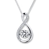 Thumbnail Image 1 of Unstoppable Love Lab-Created Sapphires Sterling Silver Necklace