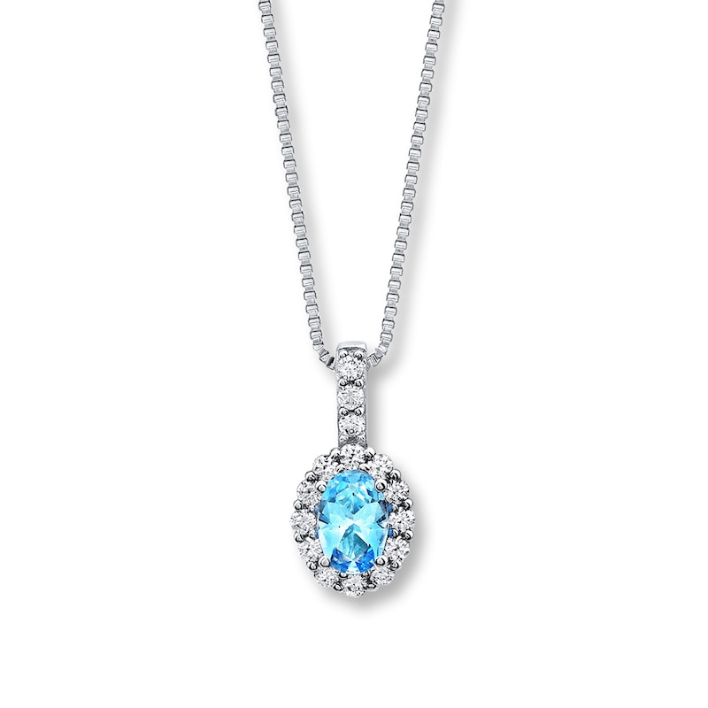 Blue Topaz Necklace Lab-Created Sapphires Sterling Silver