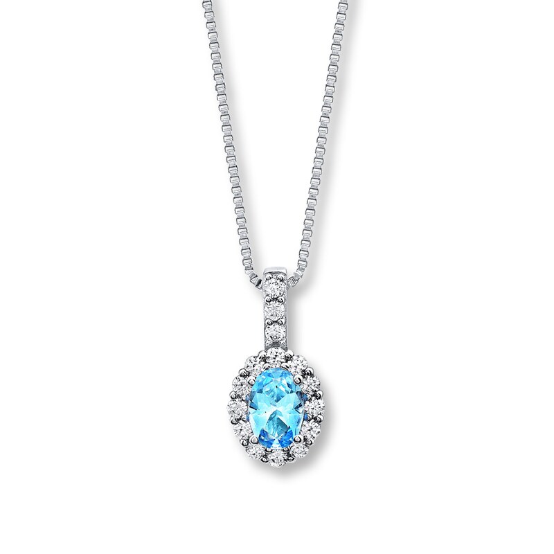 Blue Topaz Necklace Lab-Created Sapphires Sterling Silver