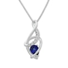 Thumbnail Image 0 of Lab-Created Sapphire Necklace Diamond Accents Sterling Silver