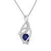Thumbnail Image 1 of Lab-Created Sapphire Necklace Diamond Accents Sterling Silver