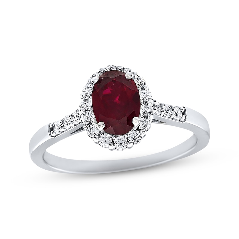 Main Image 1 of Lab-Created Ruby Lab-Created Sapphire Sterling Silver Ring