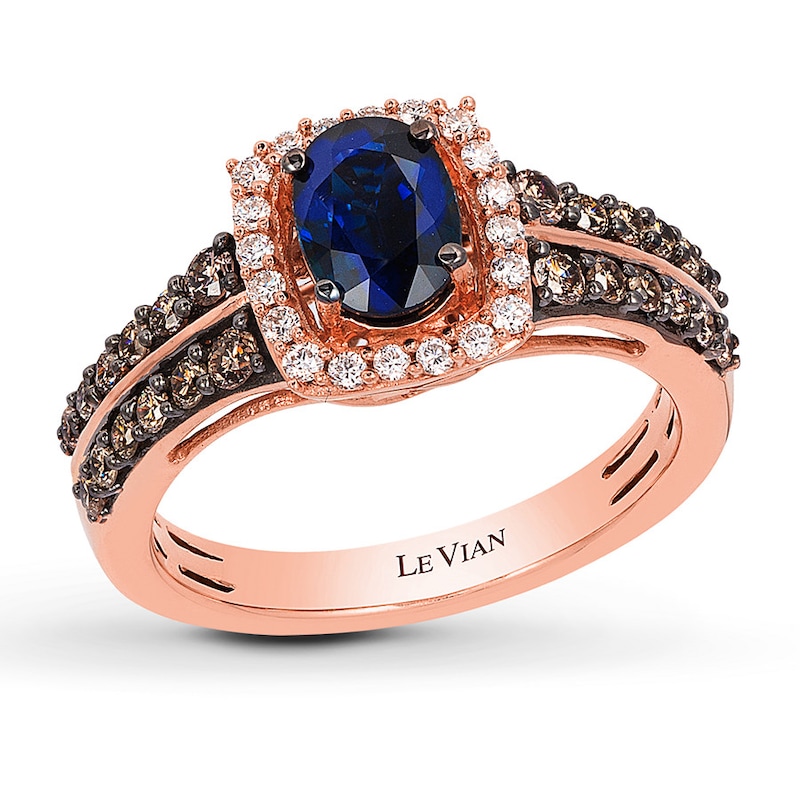 Le Vian Sapphire Ring 1/2 ct tw Diamonds 14K Strawberry Gold
