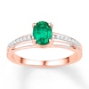 Thumbnail Image 1 of Lab-Created Emerald Ring 1/15 ct tw Diamonds 10K Rose Gold