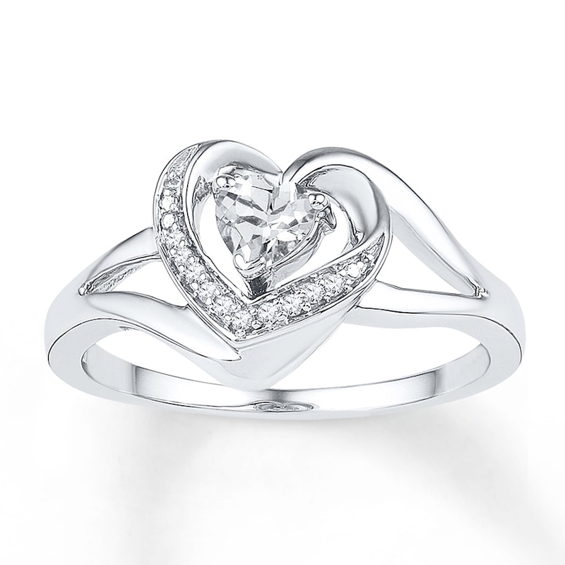 Main Image 1 of Lab-Created Sapphire Ring 1/20 ct tw Diamonds Sterling Silver
