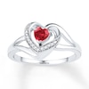 Thumbnail Image 1 of Lab-Created Ruby Ring 1/20 ct tw Diamonds Sterling Silver