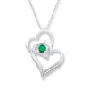 Thumbnail Image 0 of Lab-Created Emerald Necklace 1/15 cttw Diamonds Sterling Silver
