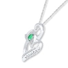 Thumbnail Image 2 of Lab-Created Emerald Necklace 1/15 cttw Diamonds Sterling Silver