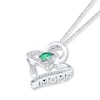 Thumbnail Image 3 of Lab-Created Emerald Necklace 1/15 cttw Diamonds Sterling Silver