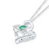 Thumbnail Image 4 of Lab-Created Emerald Necklace 1/15 cttw Diamonds Sterling Silver