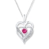 Thumbnail Image 0 of Heart Necklace Lab-Created Sapphires Sterling Silver