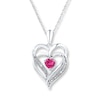 Thumbnail Image 1 of Heart Necklace Lab-Created Sapphires Sterling Silver