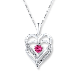 Pink Sapphire Diamond Heart Necklace 67483
