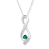 Thumbnail Image 1 of Diamond Infinity Necklace Lab-Created Emerald Sterling Silver