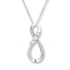Thumbnail Image 1 of Diamond Infinity Necklace Lab-Created Sapphire Sterling Silver