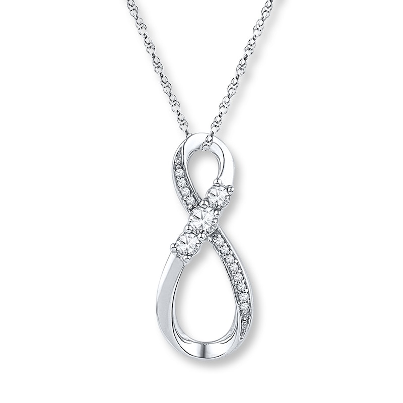Main Image 1 of Diamond Infinity Necklace Lab-Created Sapphire Sterling Silver