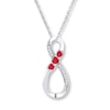 Thumbnail Image 0 of Diamond Infinity Necklace Lab-Created Rubies Sterling Silver