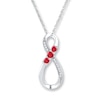 Thumbnail Image 1 of Diamond Infinity Necklace Lab-Created Rubies Sterling Silver
