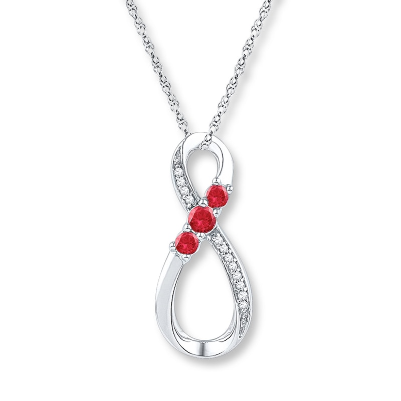 Main Image 1 of Diamond Infinity Necklace Lab-Created Rubies Sterling Silver
