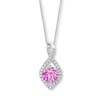 Thumbnail Image 1 of Lab-Created Sapphires Pink & White Sterling Silver Necklace