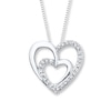 Thumbnail Image 0 of Heart Necklace Lab-Created Sapphires Sterling Silver