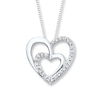 Thumbnail Image 1 of Heart Necklace Lab-Created Sapphires Sterling Silver