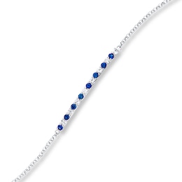 Lab-Created Sapphires Sterling Silver Bar Bracelet