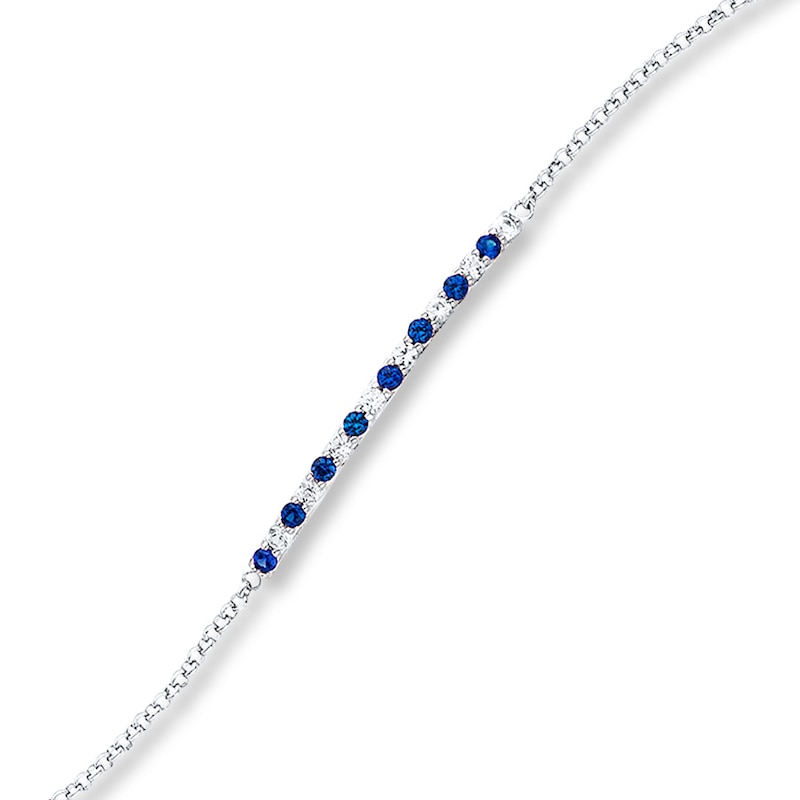 Main Image 1 of Lab-Created Sapphires Sterling Silver Bar Bracelet