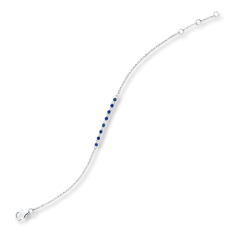 Main Image 2 of Lab-Created Sapphires Sterling Silver Bar Bracelet