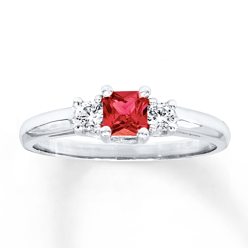 Lab-Created Ruby & Sapphire Ring 10K White Gold