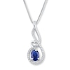 Thumbnail Image 1 of Lab-Created Sapphire Necklace Blue & White Sterling Silver