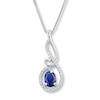 Thumbnail Image 0 of Lab-Created Sapphire Necklace Blue & White Sterling Silver