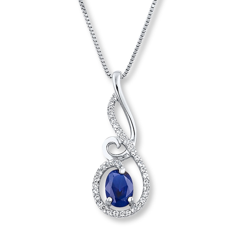 Lab-Created Sapphire Necklace Blue & White Sterling Silver