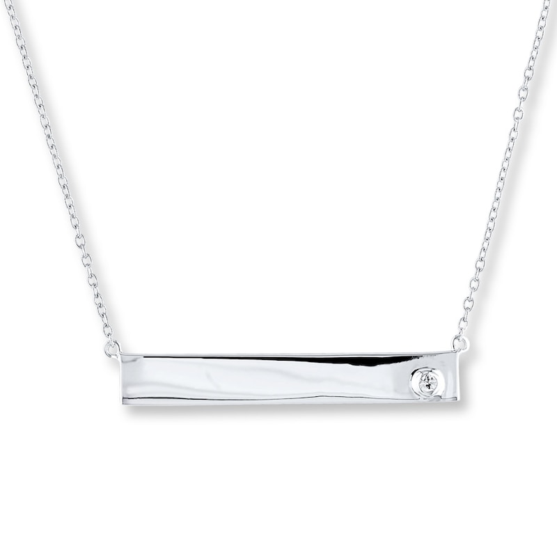 Main Image 1 of Bar Necklace Natural White Sapphire Sterling Silver
