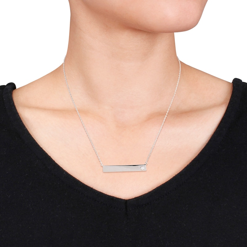 Main Image 2 of Bar Necklace Natural White Sapphire Sterling Silver