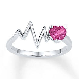 Heartbeat Ring Lab-Created Sapphire Sterling Silver