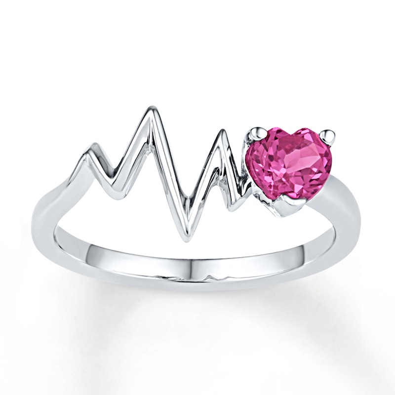 Main Image 1 of Heartbeat Ring Lab-Created Sapphire Sterling Silver