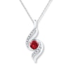 Lab-Created Ruby Diamond Accents Sterling Silver Necklace