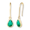 Thumbnail Image 0 of Lab-Created Emerald 10K Yellow Gold Drop Earrings