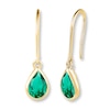 Thumbnail Image 1 of Lab-Created Emerald 10K Yellow Gold Drop Earrings