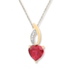 Heart-Shaped Lab-Created Ruby Necklace 10K Yellow Gold