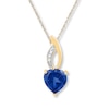 Thumbnail Image 0 of Heart-Shaped Lab-Created Sapphire Necklace 10K Yellow Gold