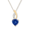 Thumbnail Image 1 of Heart-Shaped Lab-Created Sapphire Necklace 10K Yellow Gold