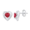 Thumbnail Image 0 of Lab-Created Ruby Diamond Accents 10K White Gold Earrings