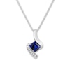 Lab-Created Blue & White Sapphire Necklace Sterling Silver