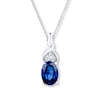 Thumbnail Image 1 of Lab-Created Sapphire Diamond Accent 10K White Gold Necklace